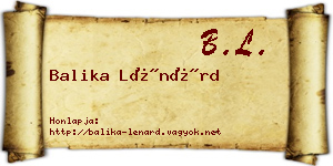 Balika Lénárd névjegykártya